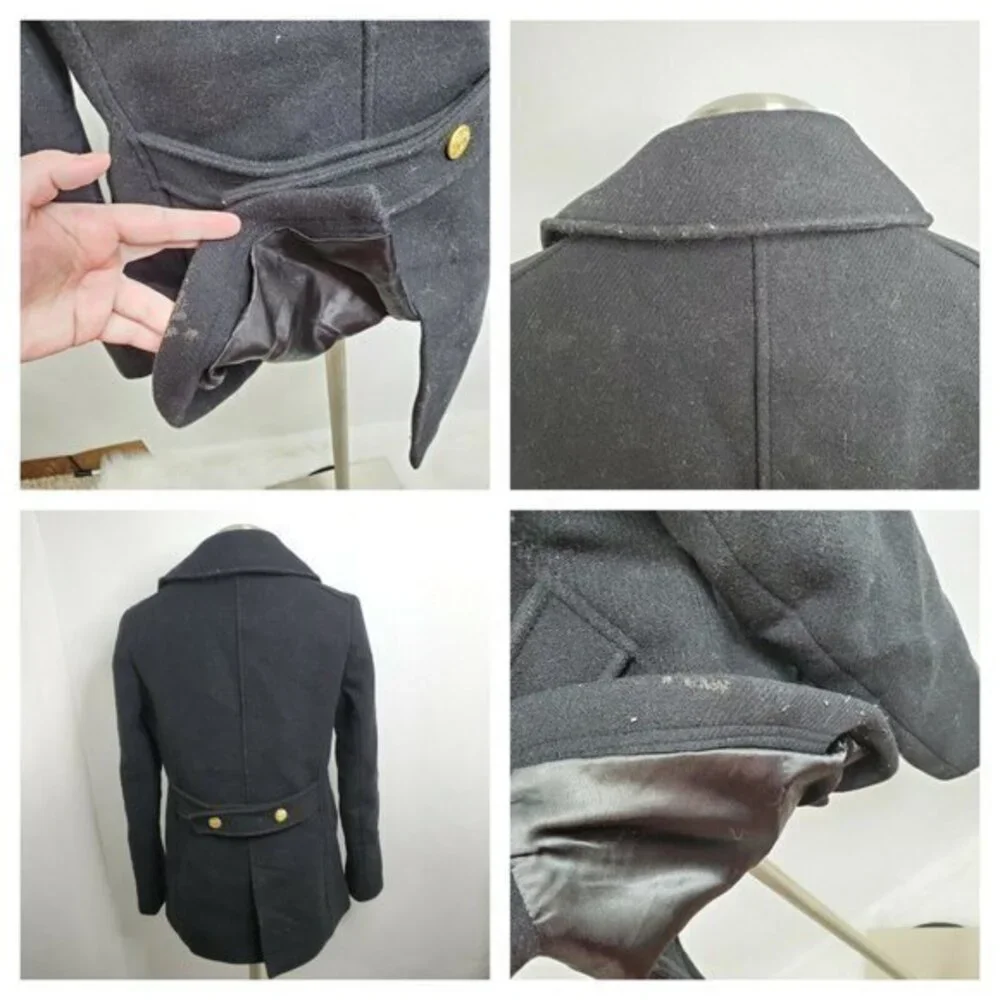 J Crew Majesty Pea Coat‎ M 8 Stadium Cloth Nello Go - Picture 4 of 5